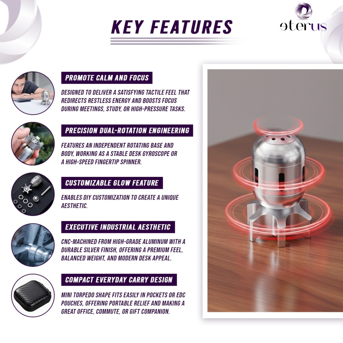 Metal Torpedo Fidget Spinner